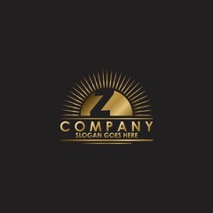 Gold Sun Initial Letter Z Logo vector design for business identity