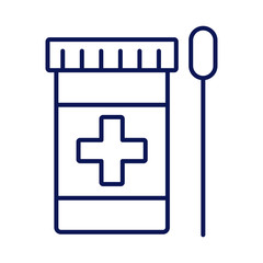 Obraz premium bottle of medicine drugs with cotton swab line style icon