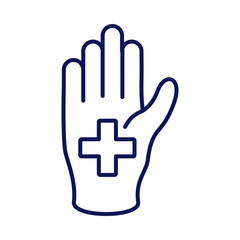 hand stop with medical cross symbol line style