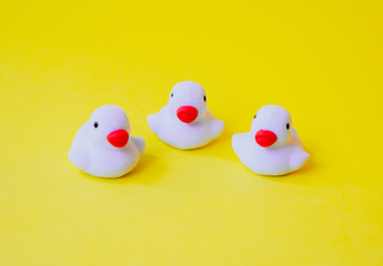 White Rubber Duck on Yellow background