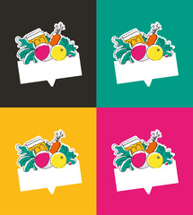 Fototapeta premium étiquette fruits légumes conserves