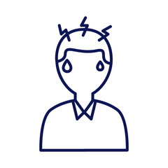 man with fever line style icon