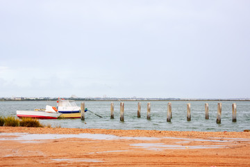 
Boats at sea on beautiful Sky background