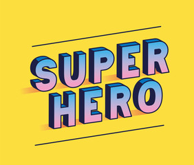 super hero lettering on yellow background design, typography retro and comic theme Vector illustration