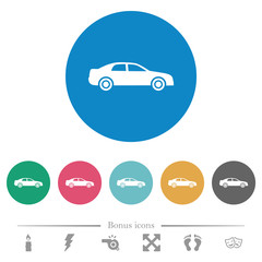 Car flat round icons