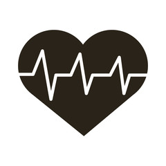 medical heart cardiology pulse silhouette icon