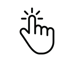 mouse click cursor icon in black solid color and line work-vector illustration for info graphic, websites-arrow and finger illustration