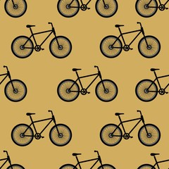 Seamless pattern of hand drawn cartoon bicycles