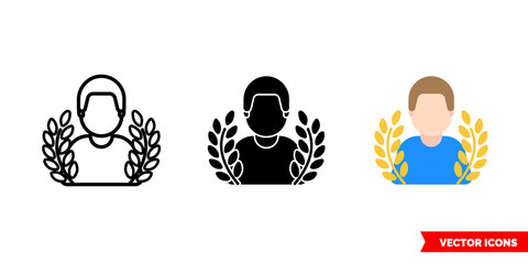 Award rewarding icon of 3 types color, black and white, outline. Isolated vector sign symbol.