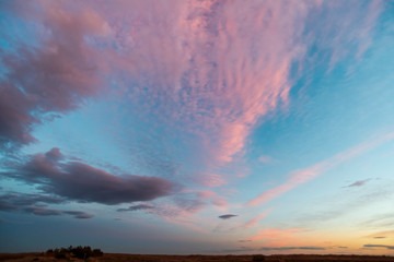 Obraz premium Sunrise Sundown Sanset Sky with colorful clouds, without birds, clear and worm evening