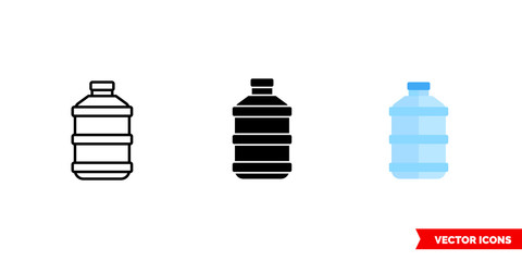 Obraz premium Bottle of water icon of 3 types color, black and white, outline. Isolated vector sign symbol.