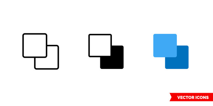 Bring forward icon of 3 types color, black and white, outline. Isolated vector sign symbol.