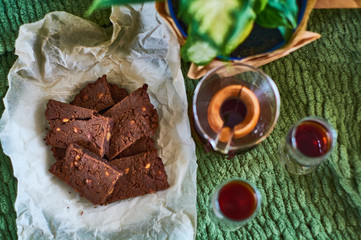 Black and strong morning coffee prepared an alternative method and homemade delicious, fresh...