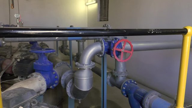 Pipework and valves at a water house ensuring clean water