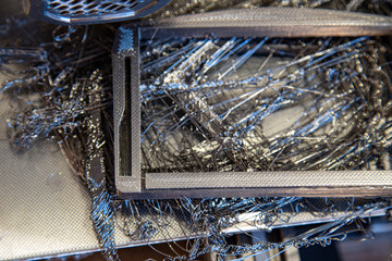 Obraz premium Fault of 3D printer while doing a model print with temperature nozzle failure.