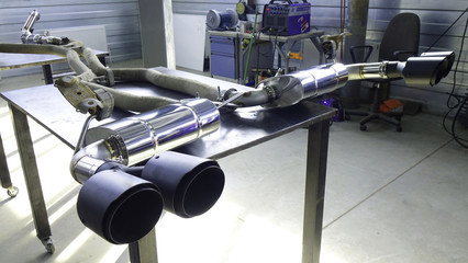 Obraz premium exhaust pipes for a performance car