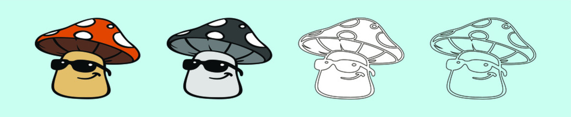 set of mushrooms cartoon icon design template with various models. vector illustration