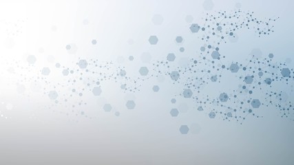 Science network pattern, connecting lines and dots. Technology hexagons structure or molecular connect elements.