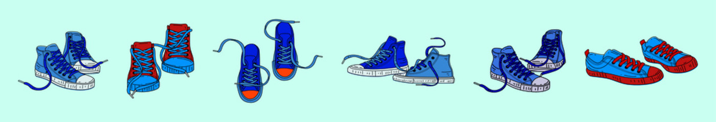 set of sneakers cartoon icon design template with various models. vector illustration