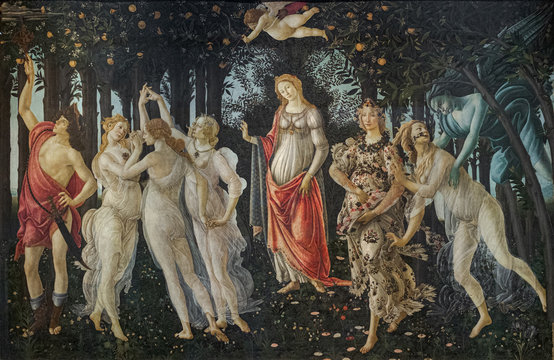 Alessandro Filipepi alias Sandro Botticelli (1445-1510),  Primavera (springtime), 1478-1482 circa, Tempera on panel. Uffizi galleries, Florence, Italy.