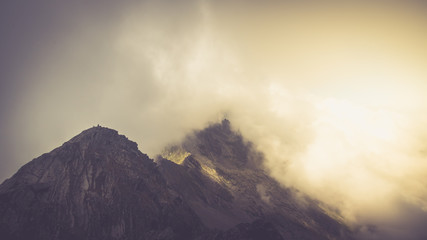 Misty Fagaras Mountains, Romania. Mist over the alps of Transylvania.