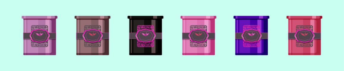 set of tin boxes cartoon icon design template with various models. vector illustration
