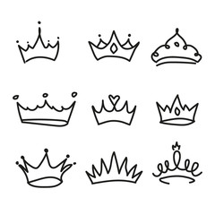 Sketch crown. Simple graffiti crowning on white background. 