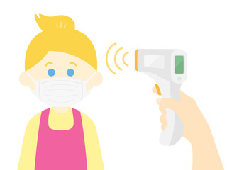 検温される白人女性のイラスト