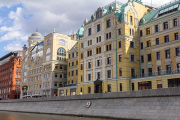 Town houses on the banks of a water channel.