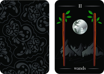 tarot cards 2 wands vector shirt card pattern