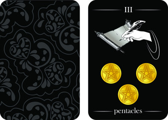 tarot cards 3 pentacles vector shirt card pattern