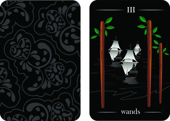 tarot cards 3 wands vector shirt card pattern