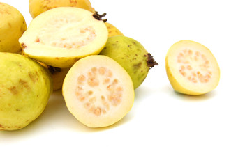 White Guava Fruits Isolated on White Background