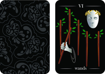 tarot cards 6 wands vector shirt card pattern
