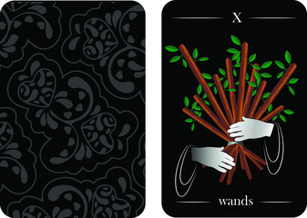 tarot cards 10 wands vector shirt card pattern