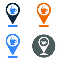 Coffee shop location icon. vector design is isolated on a white background for multipurpose use