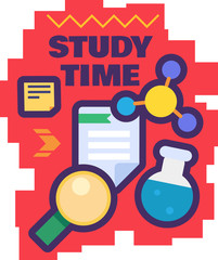 Study time sticker for back to school concept