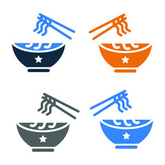 Bowl, noodles, soup icon is isolated on a white background