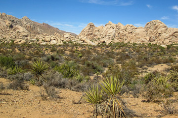 View of a boulder mountain range in Southern Nevada