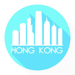 Fototapeta premium Hong Kong China Asia Flat Icon Skyline Silhouette Design City Vector Art Famous Buildings.