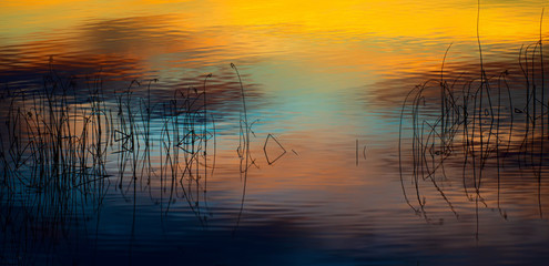 Fototapeta na wymiar Water and reflection. Abstract nature background.