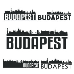 Fototapeta na wymiar Budapest Hungary Flat Icon Skyline Vector Silhouette Design Set.