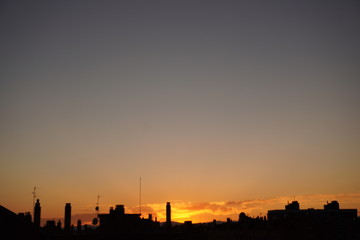 sunset over the city