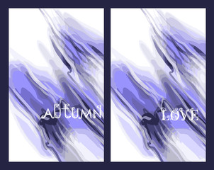 The inscription "autumn" & "love"  on a beautiful watercolor decorative background. Botanical design. Perfect for postcards, banners, covers, invitations. EPS 10