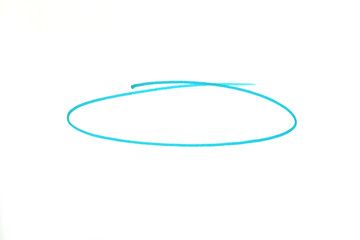 Blue elliptical highlighting drawing on a white background
