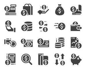 financial icon set filled bundle