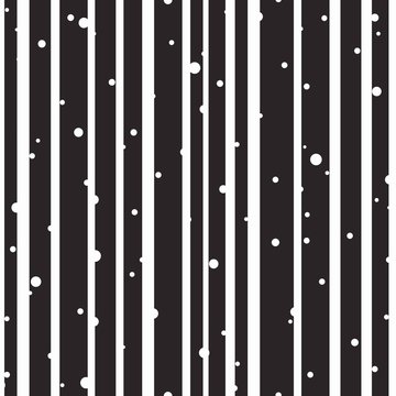 Seamless abstract pattern with black stripes and white dots or circles. Kaleidoscope background. © Ne Mariya