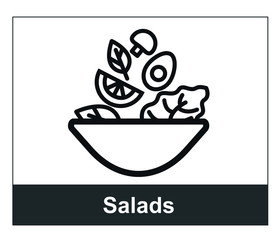 Salad Bowl Healthy Food Vegetables Flat Design Isolated on White Background
