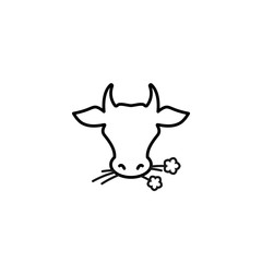 Cow head. line icon. Farm Animal. Beef, milk, lactose symbol.