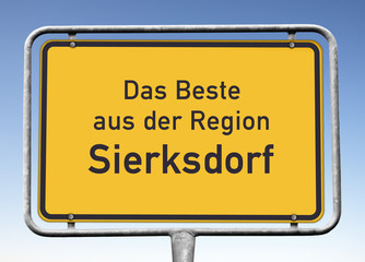 Ortswerbeschild „Das Beste aus der Region Sierksdorf“